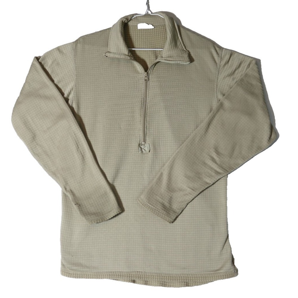 Military Gen III ECWCS Level 2 Waffle Top Grid Fleece Shirt Medium Long Tan
